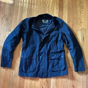Barbour navy men’s rain jacket. Size medium.